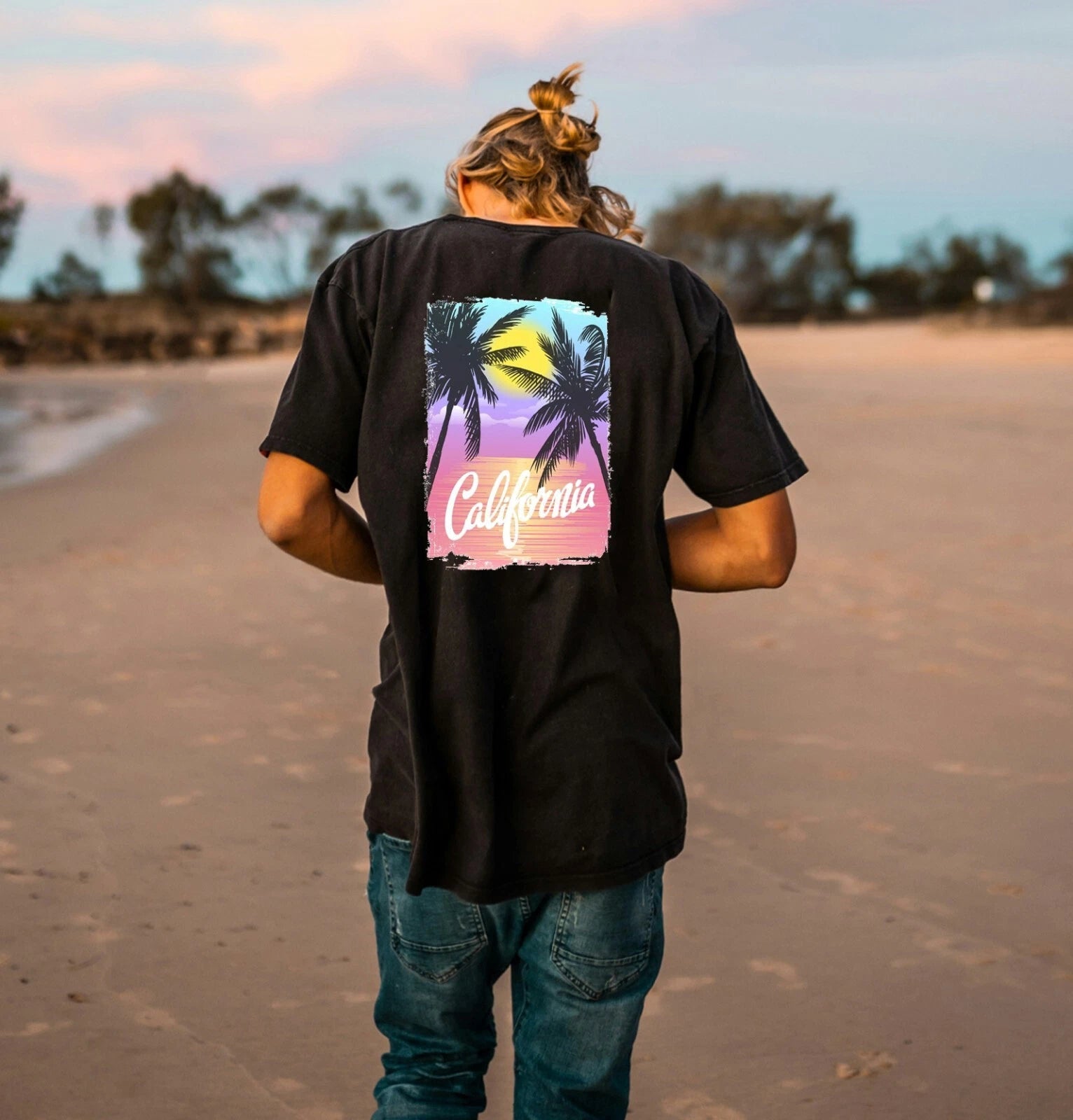 Unisex Slim Fit T-Shirt - California Sunset Original Summer Crewneck Slim Fit