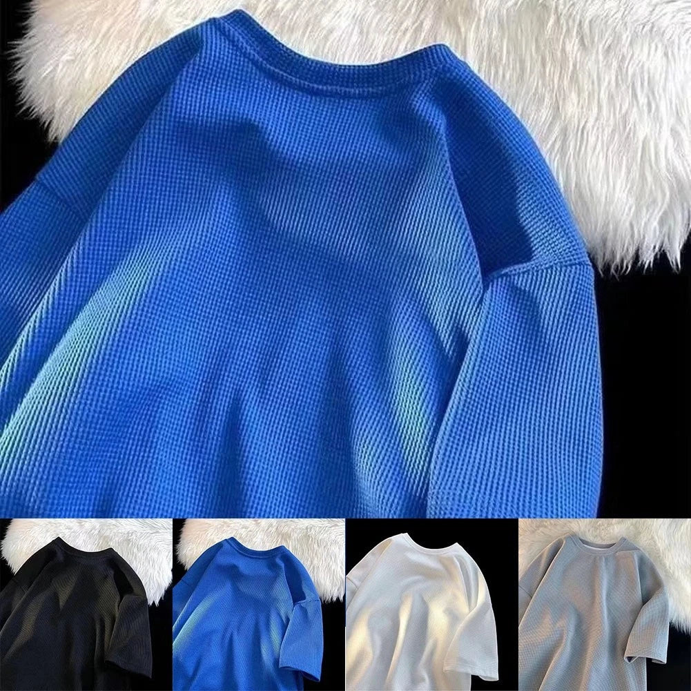 Loose Fit Men's Solid Color Half Sleeve T-Shirt Polyester Spandex Blend Top