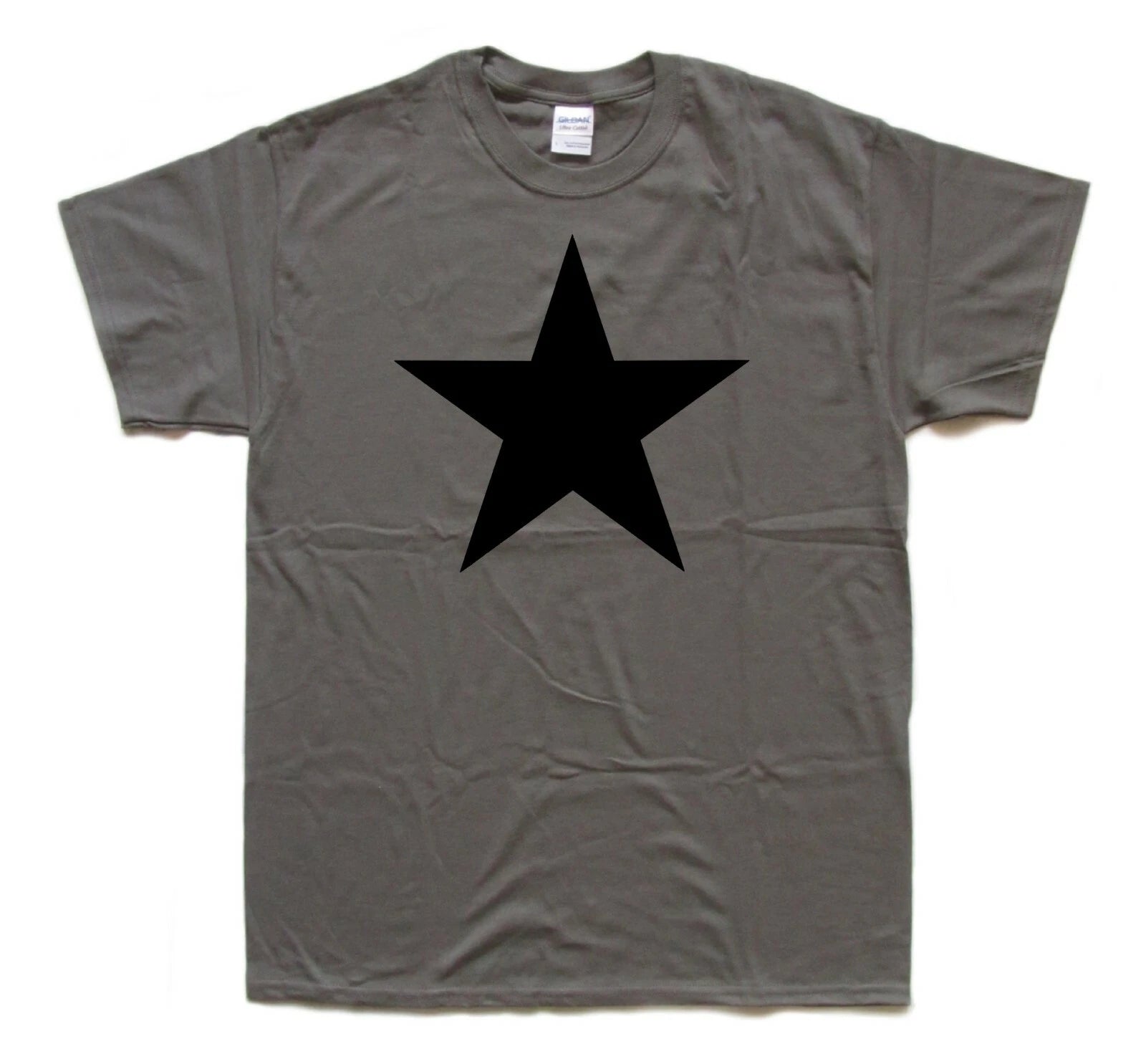 BLACK STAR screen printed T shirt