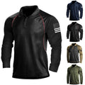 Trendy Men's Muscle Tops Tee Casual Button Collar Sports T Shirt Long Sleeve