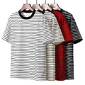 Men Striped Crew Neck Short Sleeve T Shirt for Casual Daily Wear Spring Summer
