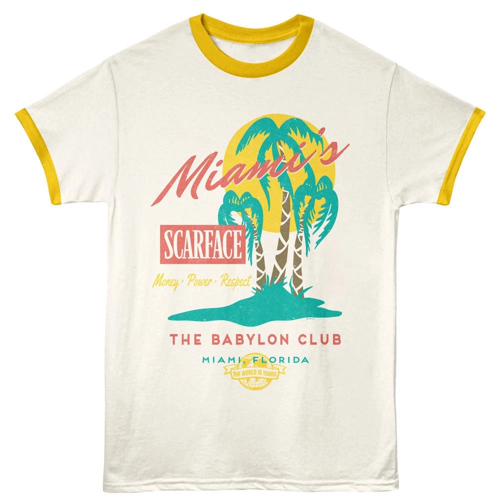 Scarface Movie Miami The Babylon Club Money Power Respect Men's Ringer T-Shirt