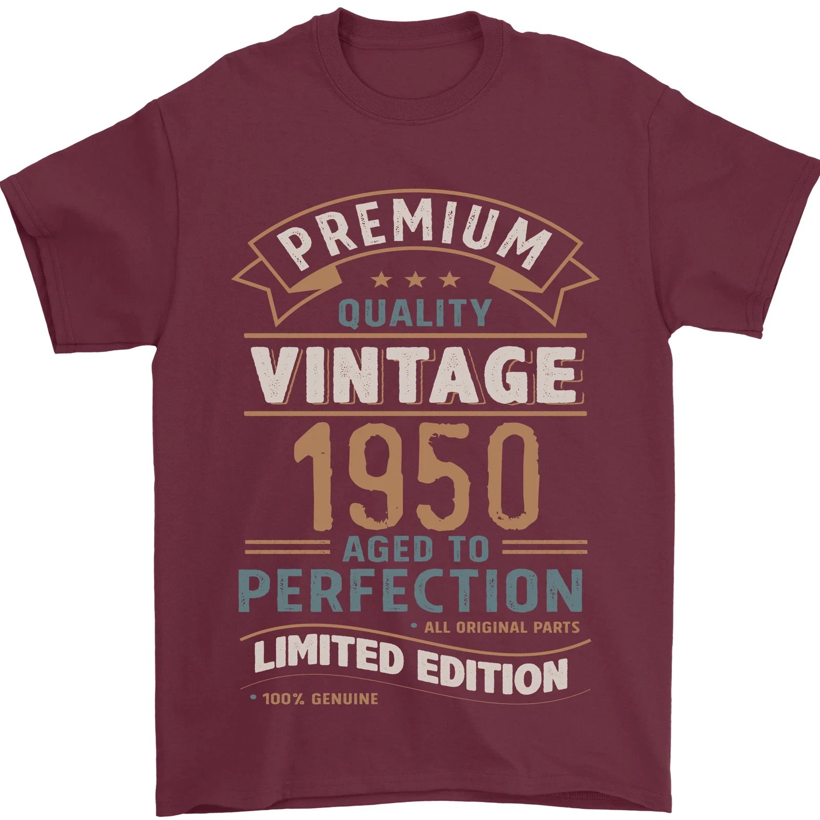Premium Vintage 76th Birthday 1950 Mens T-Shirt 100% Cotton