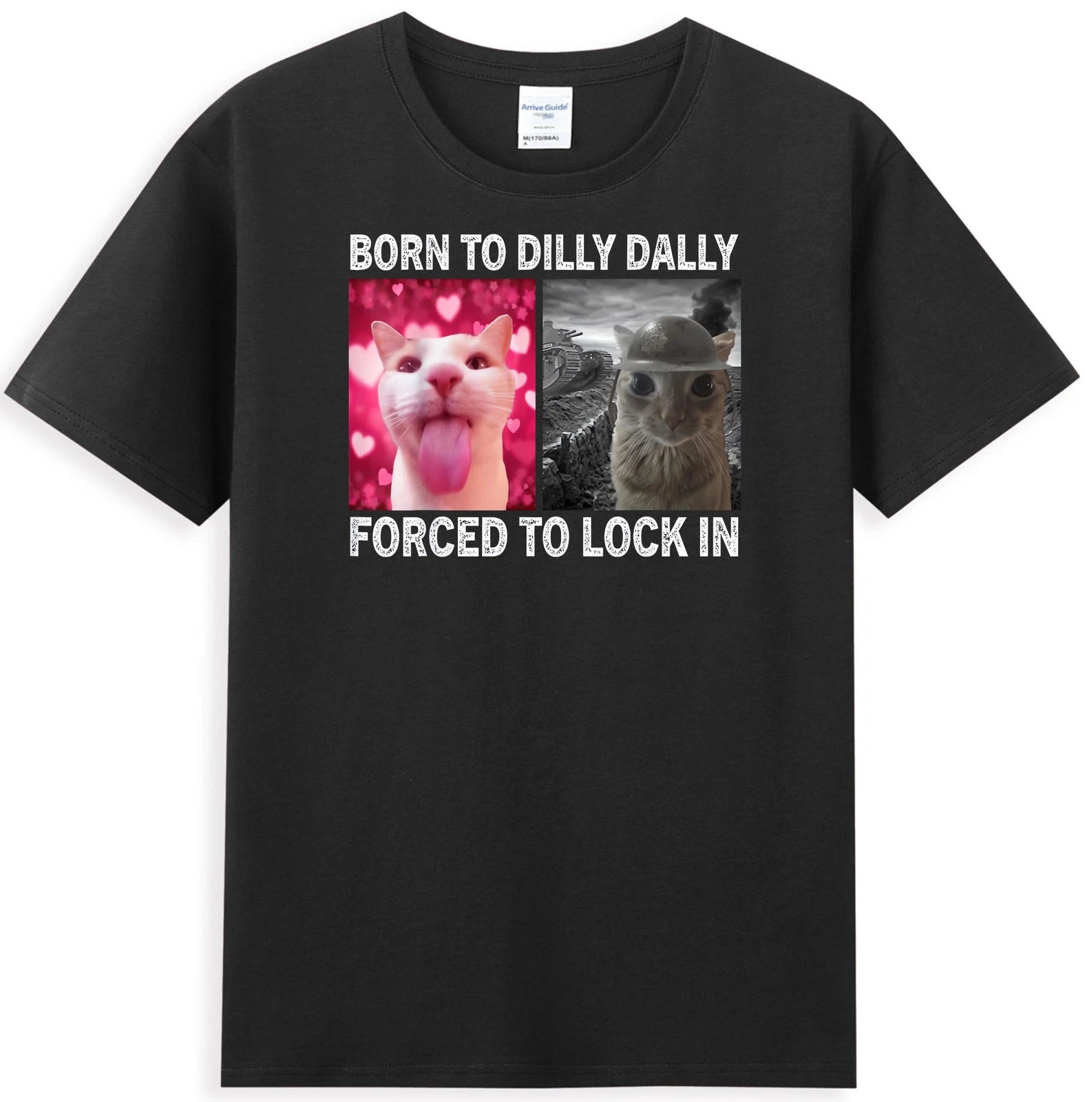 Born To Dilly Dally Forced To Lock In Funny Cat Pattern Men's T-Shirt