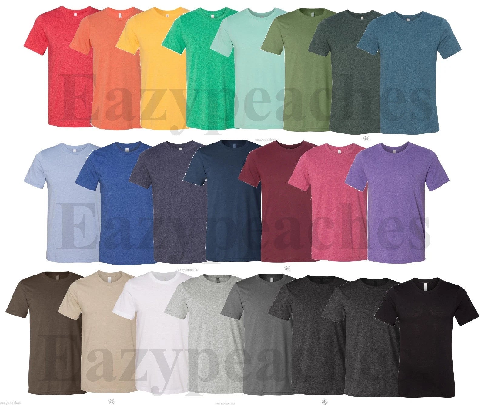 Canvas, Men's Size S-XL, Bella Short Sleeve Heather T-Shirts, 3001, Unisex Tees