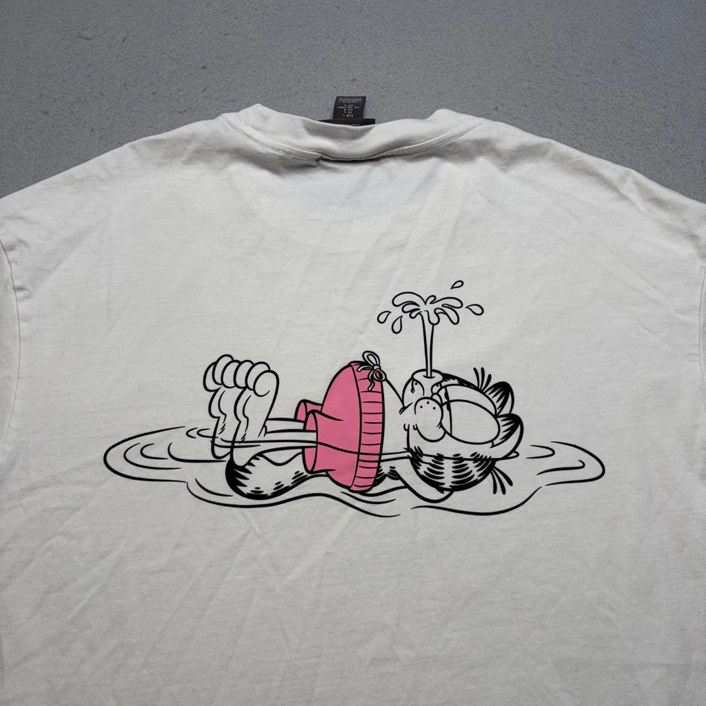 H&M T-Shirt Mens L White Garfield Graphic Loose Fit Short Sleeve Cotton