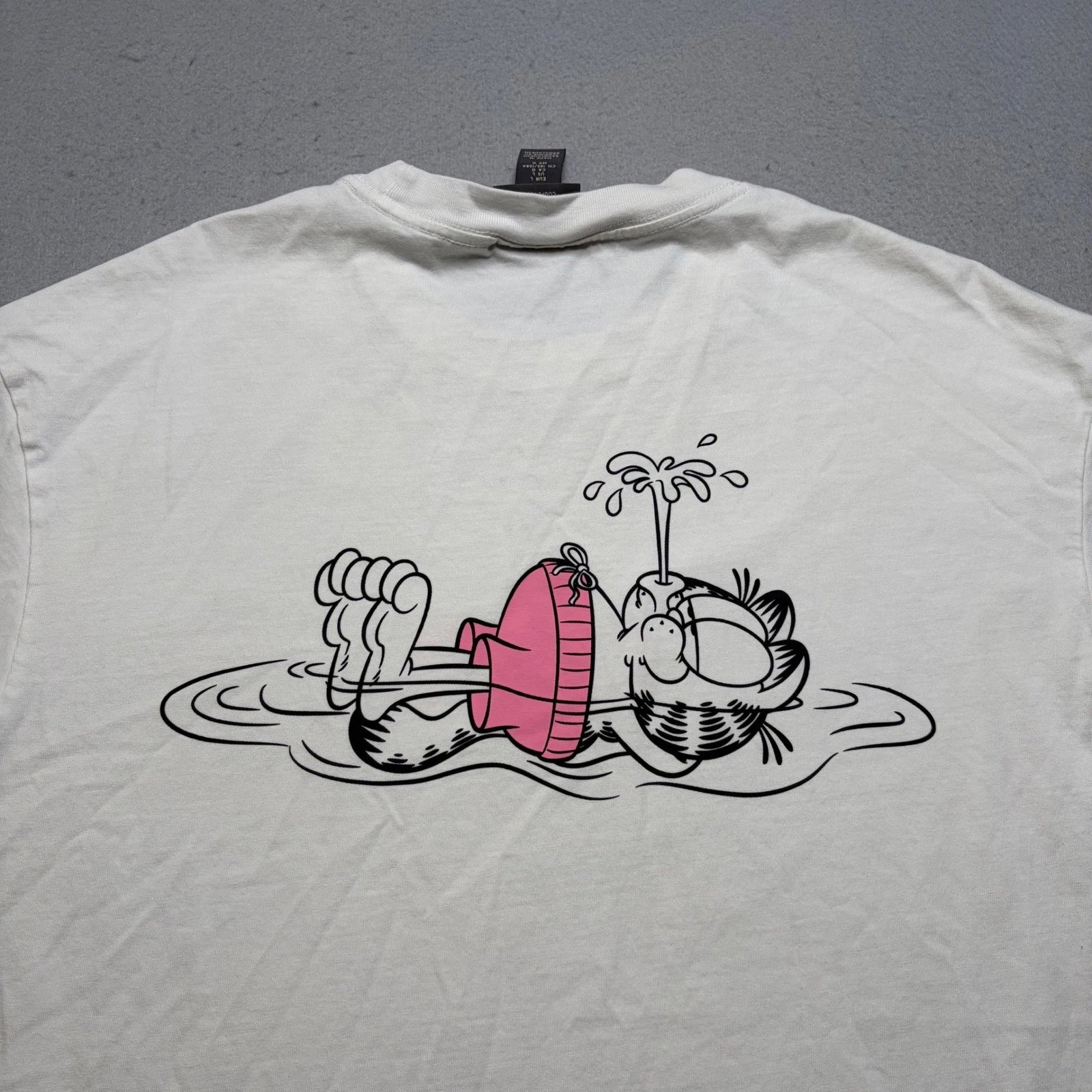 H&M T-Shirt Mens L White Garfield Graphic Loose Fit Short Sleeve Cotton