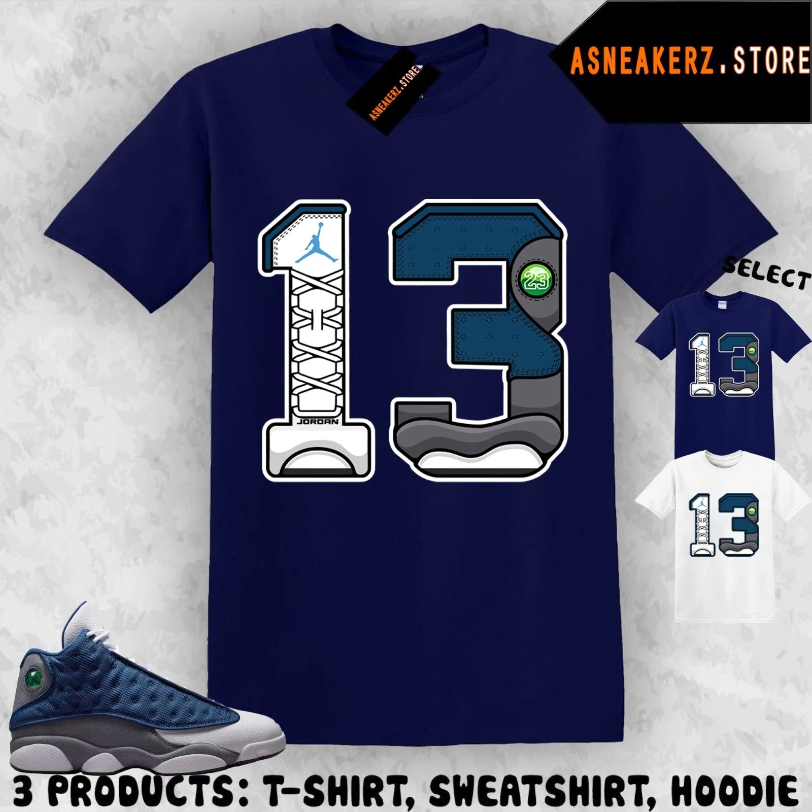 Tee Shirt Matching AJ 13 Flint 2026 To Match Sneaker Retro Number 13s T-Shirt