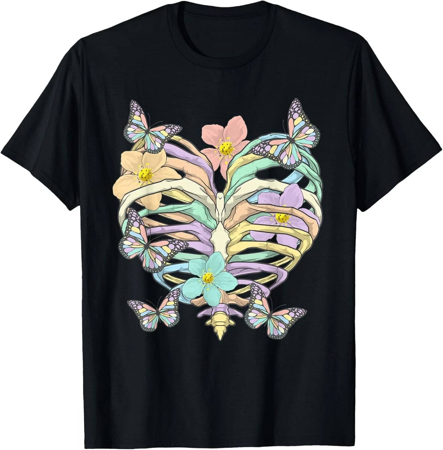 Pastel Goth Heart Ribcage Harajuku Goth Aesthetic Otaku T-Shirt