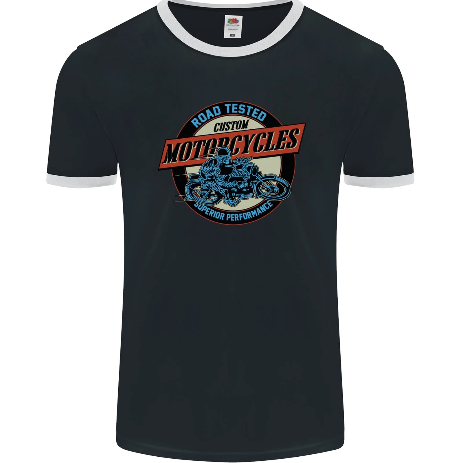 Road Tested Custom Motorcycles Biker Mens Ringer T-Shirt FotL