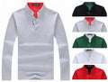 2020 New Mens Casual Solid Color Stand Collar Long Sleeve T-shirt Cotton