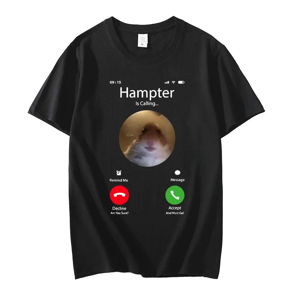 Hampter Is Calling Funny Meme T Shirt John Pork JP Calling Graphic Tee S-XXL