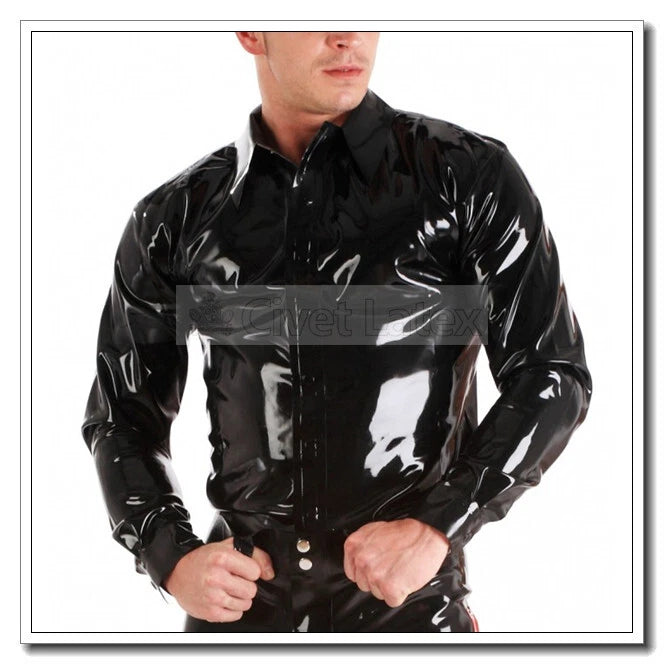 Latex Shirts Men's Long Sleeves Top Club Wear Cosplay Classic Customize 0.4mm