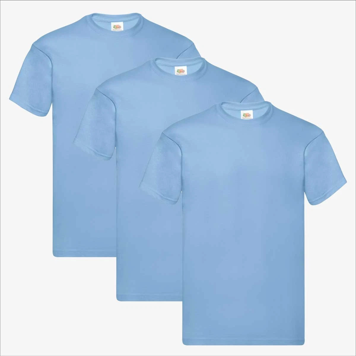 Fruit of the Loom Original T Shirt 3 Pack | 100% Cotton S-5XL Multi-Colour