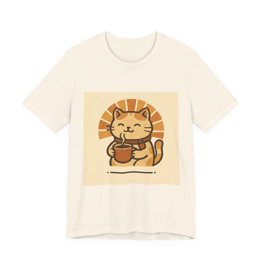 Cat Coffee Tee — Cute Kitty Holding Coffee Graphic T-Shirt