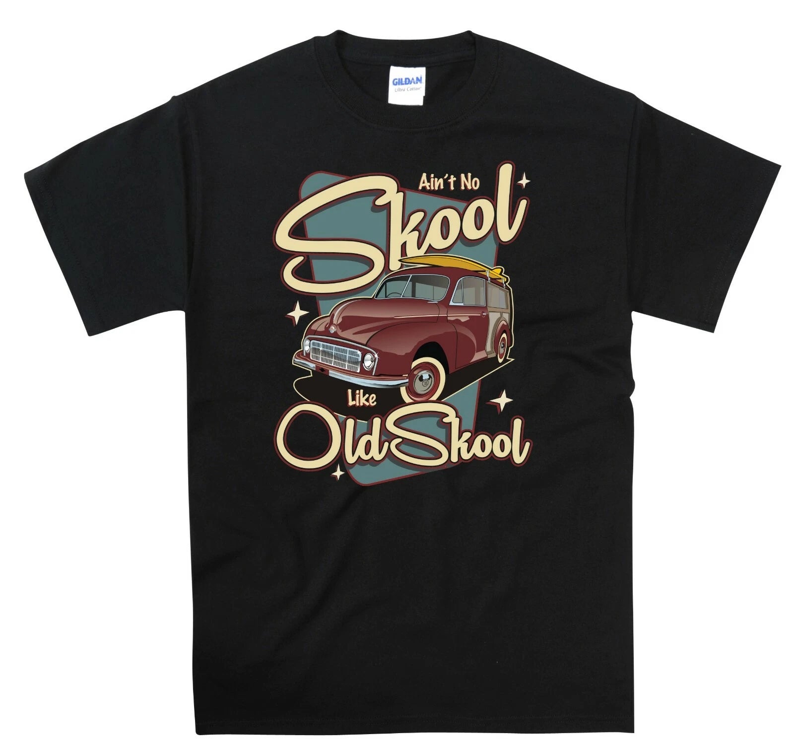 Morris Minor Traveller T Shirt Classic Retro Design No Skool Like Old Skool