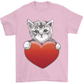A Cute Cat With a Heart Love Valentines Day Mens T-Shirt 100% Cotton