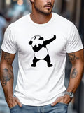 Men's Dancing Panda Graphic T-Shirt Casual Short Sleeve Crew Neck Cotton Tee