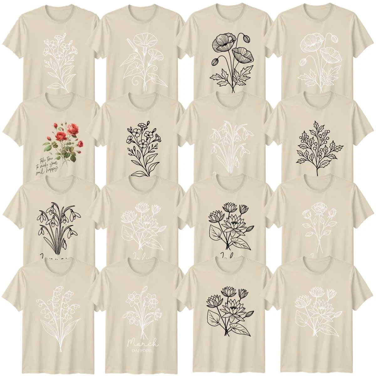 Flowers Adult T-Shirt Botanical March Daffodil New Beginnings Nature Lover Gift