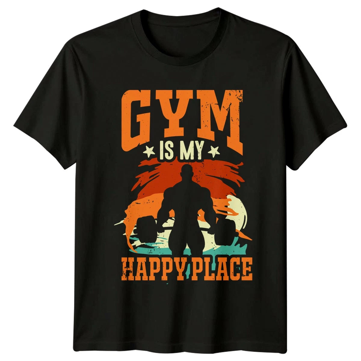 Gym Is My Happy Place Mens T-Shirt Bodybuilding Fitness Fathers Day Gift For Him