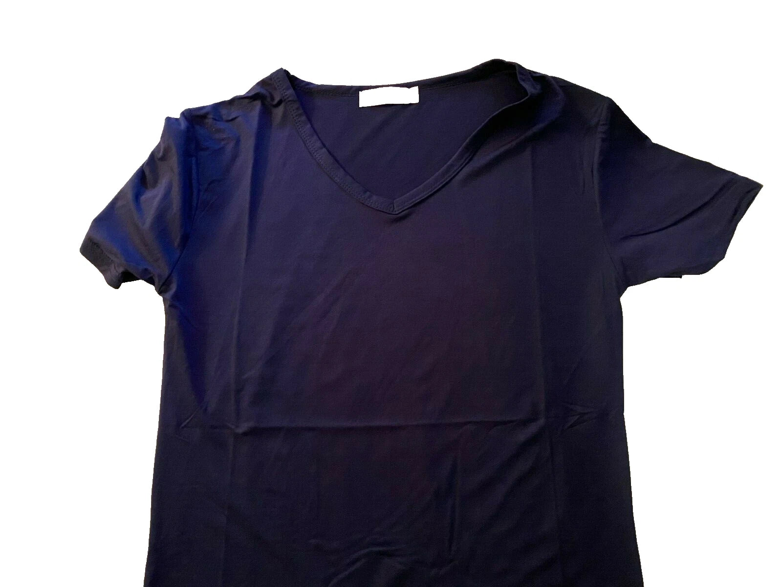 Men's rolled V-Neck T-Shirt (M China) US size XS NWOT unbranded Navy Blue