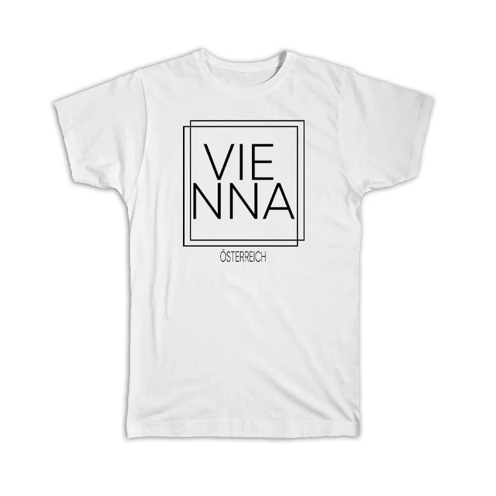 Gift T-Shirt : VIENNA Austria Square Modern Minimalist Font