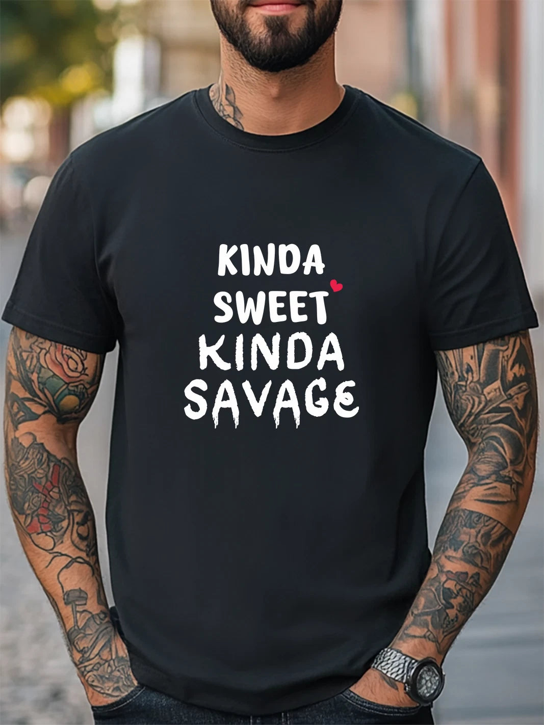 Kinda Sweet Kinda Savage Graphic Unisex T-Shirt Women Men Trendy Tee Casual Tee