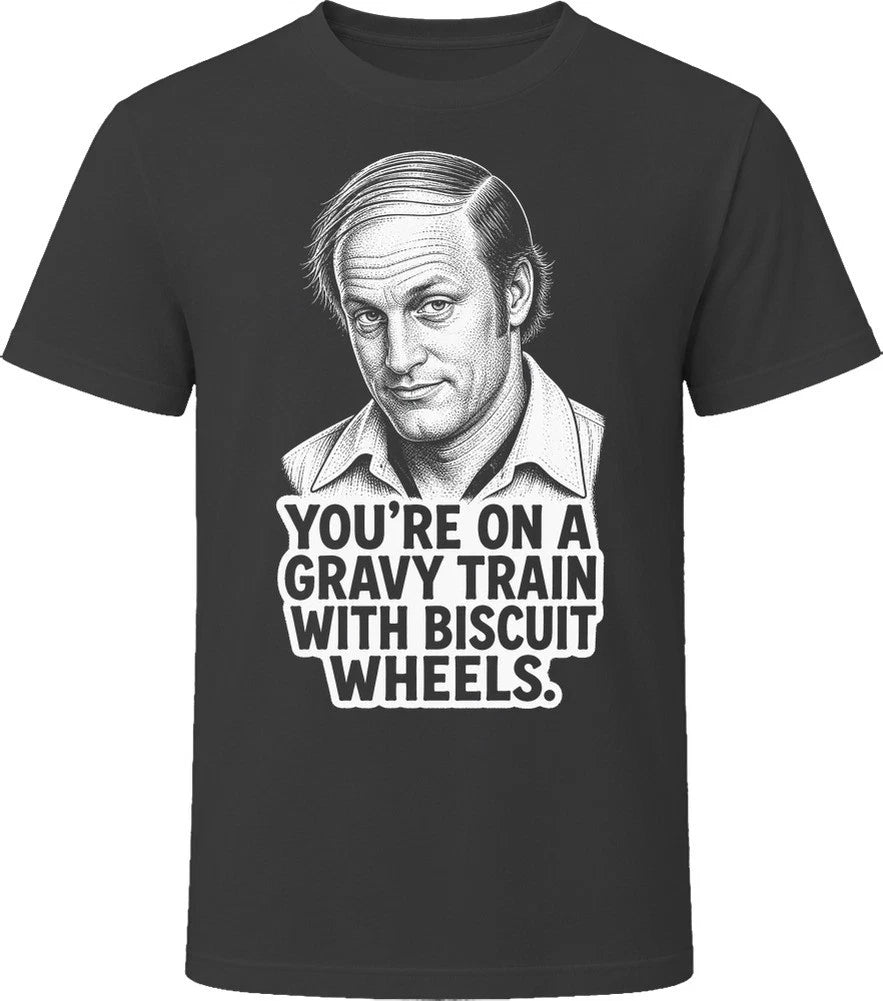 Roy Munson Gravy Train with Biscuit Wheels Funny 90s Comedy T Shirt