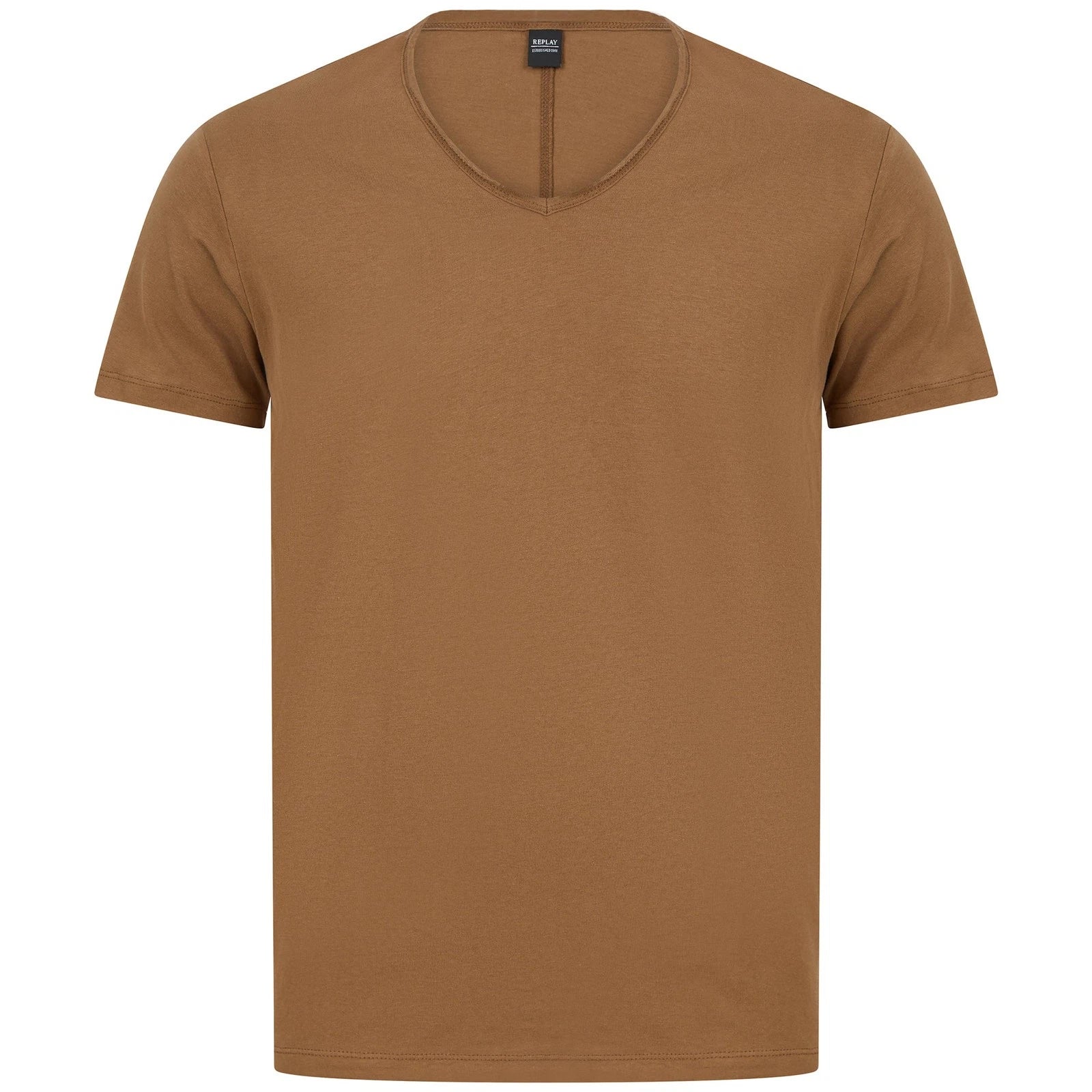 REPLAY RAW CUT V-NECK COTTON T-SHIRT