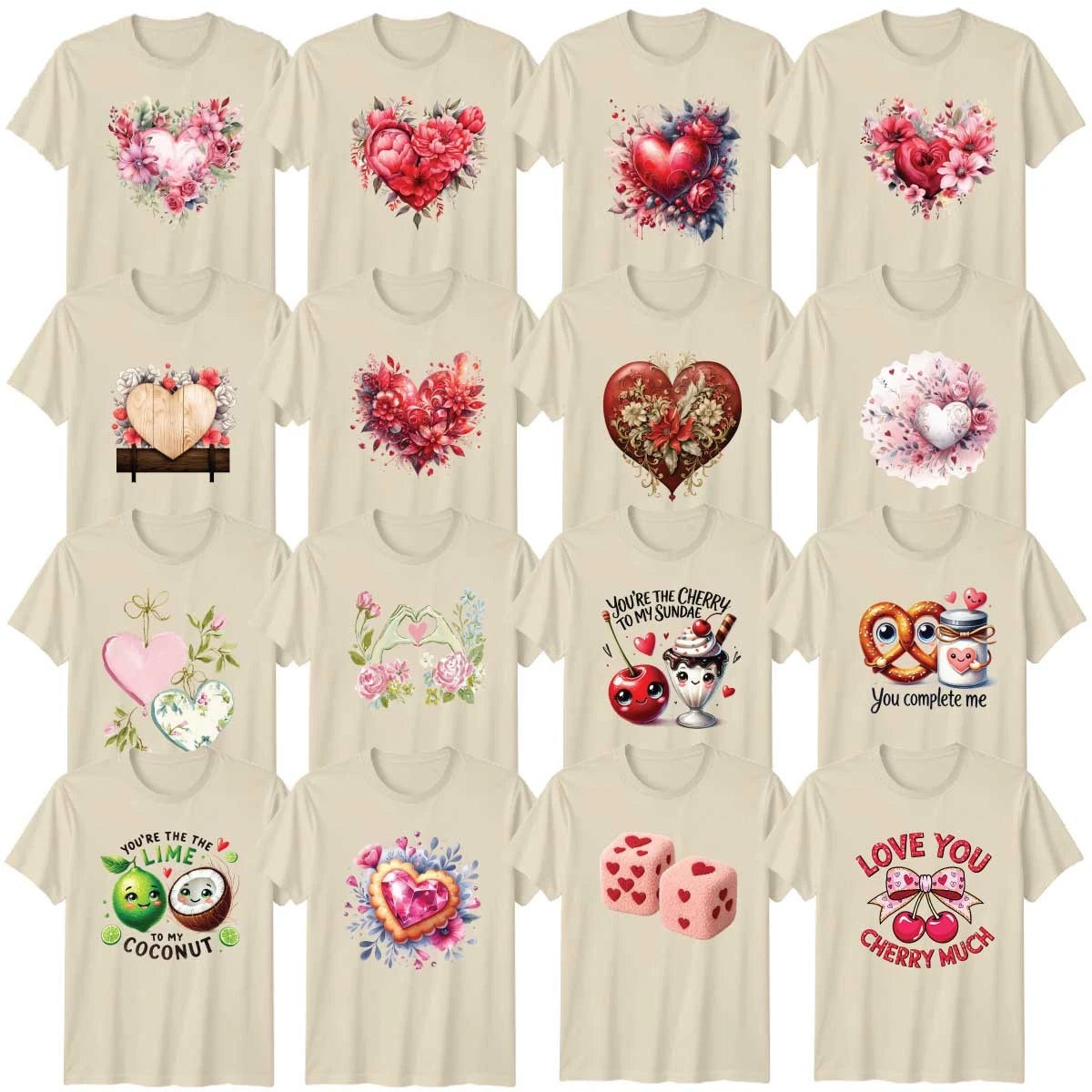 Floral Valentines Day Adult T-Shirt Love And Romance Heart Valentines Day Gift
