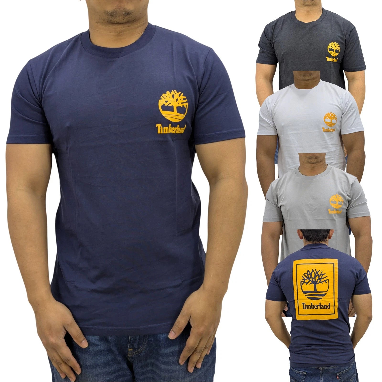 Timberland Large Back Print Mens T Shirts Crew Neck Pullover Casual Cotton Tee