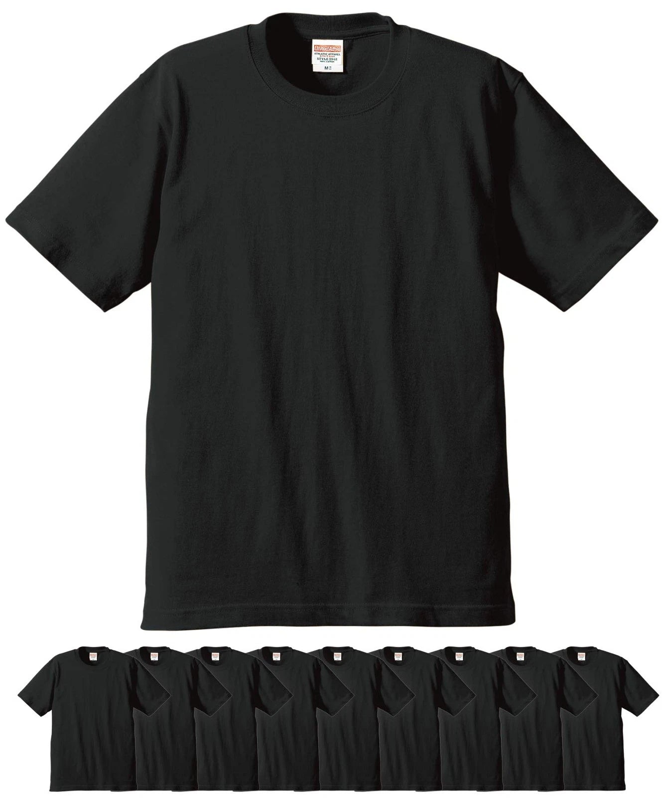 United Athle 5942-01 6.2oz Premium T-Shirts Set of 10 Men's (Black, L)