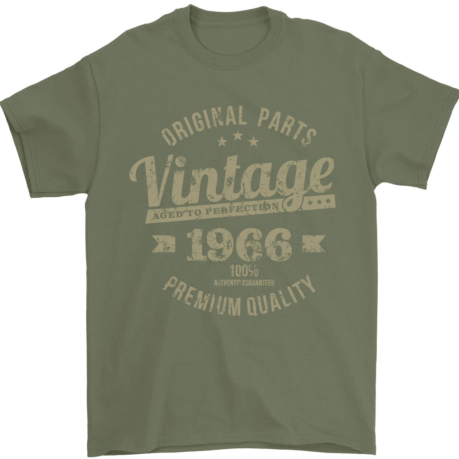 Vintage Year 60th Birthday 1966 Mens T-Shirt 100% Cotton Military Green