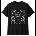 Double Exposure Kitten in Nature Cat Cute Mens T-Shirt Black 100% Cotton Kawaii