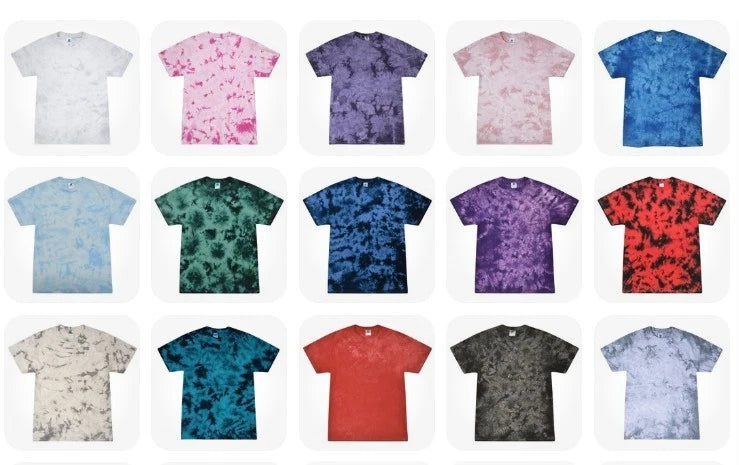 Colortone Multi-Color Crystal Wash Tie-Dye T-Shirts | Kids & Adults | 100% Pre-S