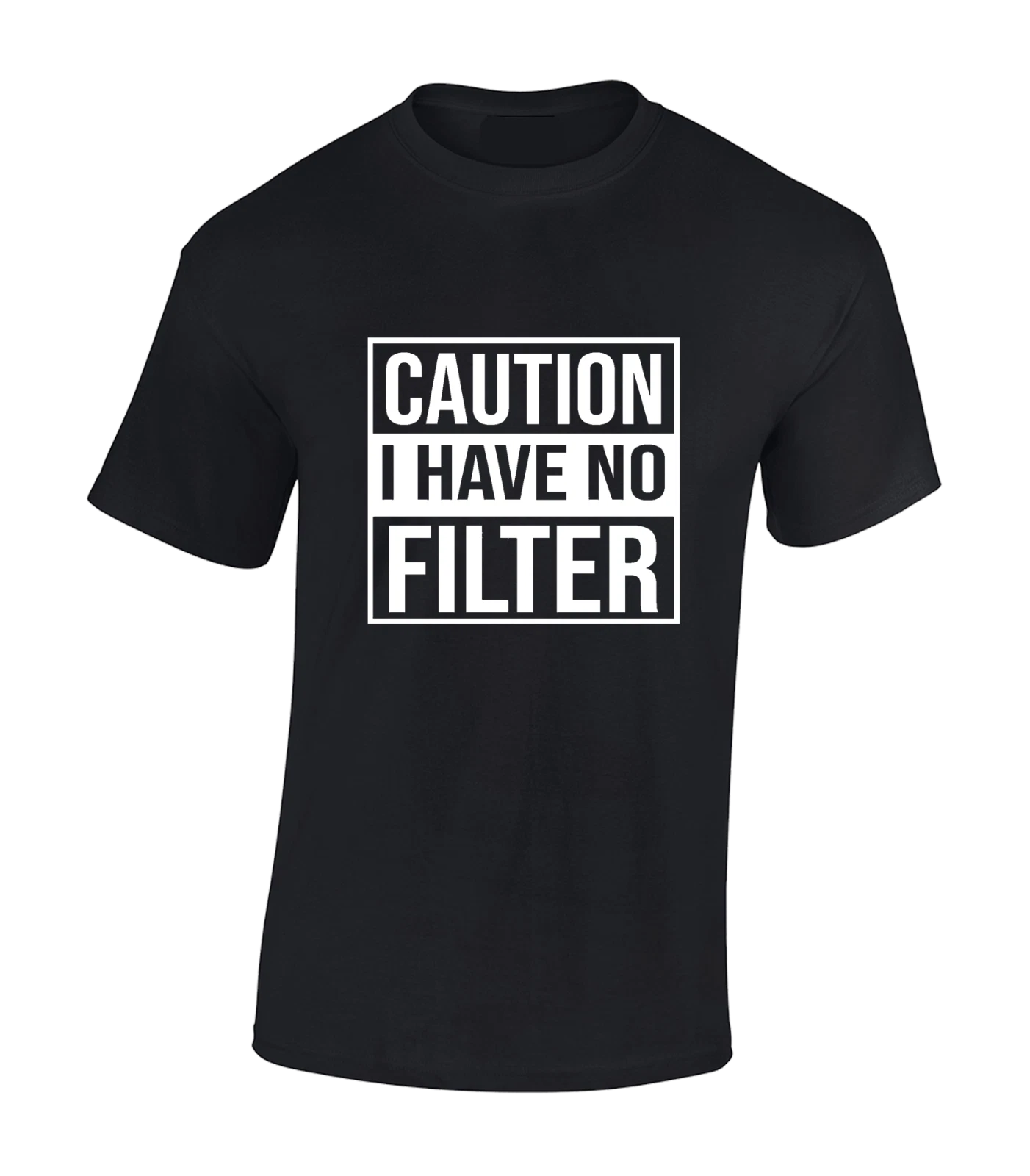 CAUTION I HAVE NO FILTER MENS T SHIRT FUNNY JOKE DESIGN NOVELTY GIFT PRESENT TOP