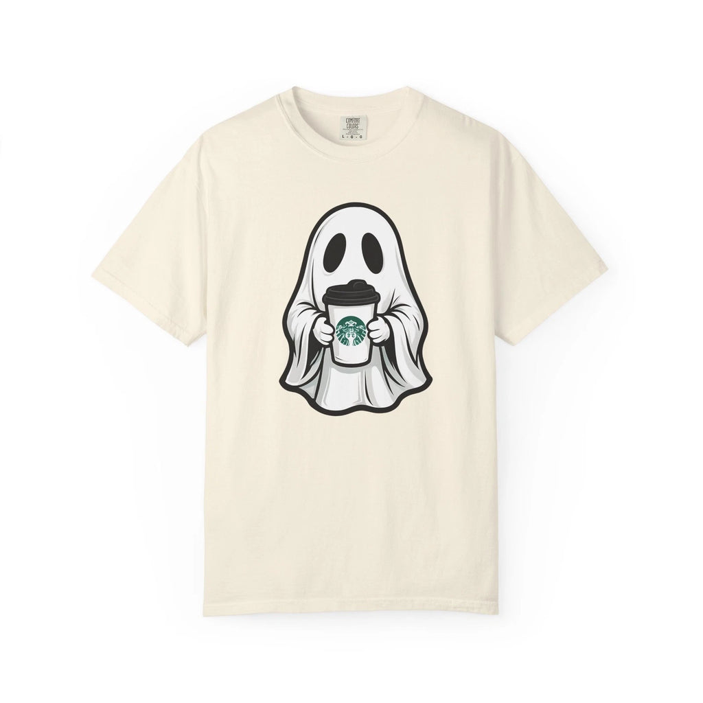 Ghostly Pumpkin Coffee Unisex T-Shirt, Halloween Shirt, Fall Tee, Cute Ghost Top