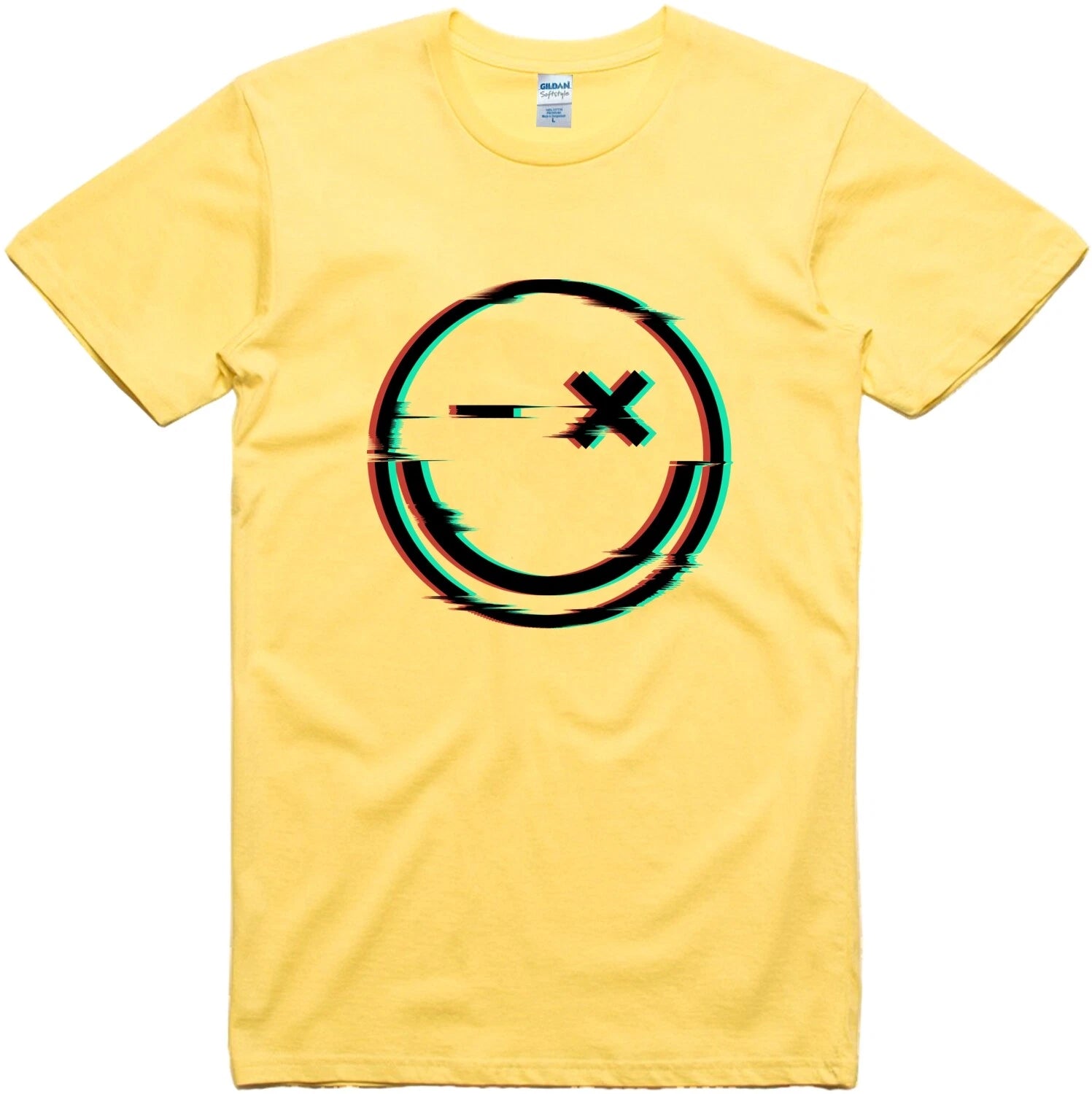 Mens T Shirt Emoji Computer Smile Glitch Print Regular Fit 100% Cotton Tee