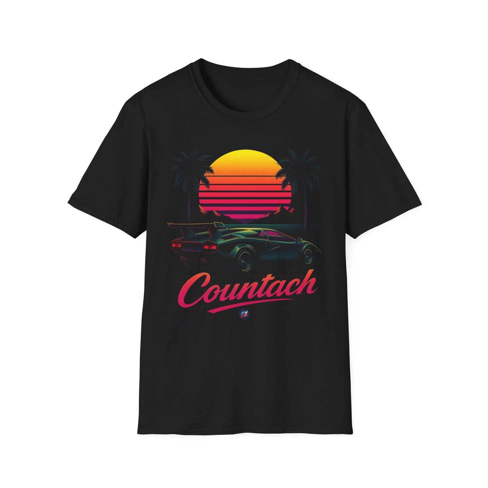 Countach Retro T-Shirt – Vaporwave 80s Supercar Neon Sunset Tee