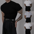 Sleek Men's Slim Fit Stripe Design Short Sleeve T Shirt for Fitness Enthusiasts