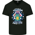 T-Rex American Independence Day July 4th Funny Mens V-Neck Cotton T-Shirt