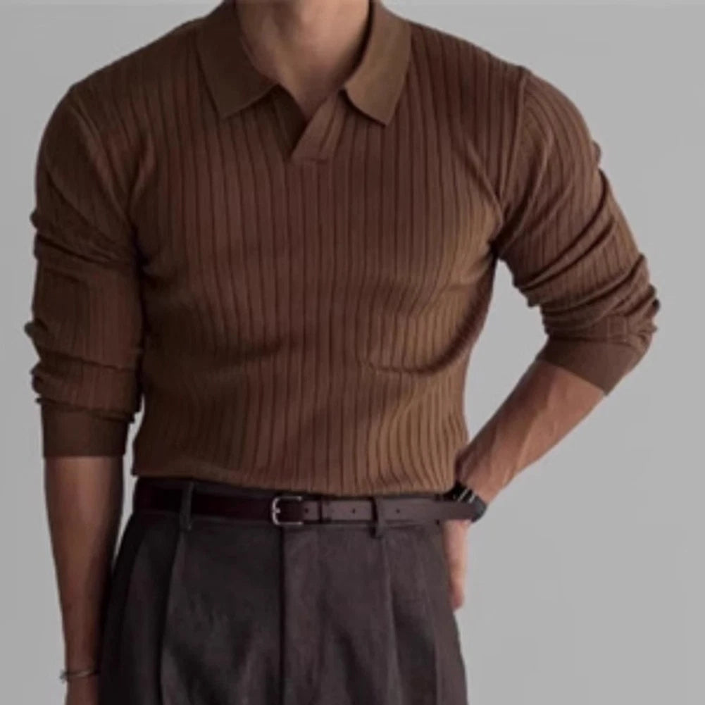 Mens Knitwear Tops Long Sleeve Casual Knitted Jacquard Lightweight Style