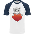 A Cute Cat With a Heart Love Valentines Day Mens S/S Baseball T-Shirt