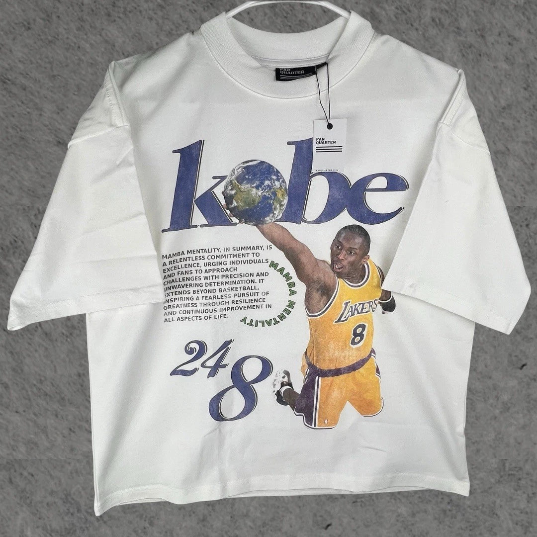 Kobe Bryant Shirt Oversized Heavyweight Tee Double Sided DTG Print 1” Collar