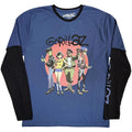 Gorillaz Layered Long Sleeve T-Shirt: Group Circle Rise (Denim Blue & Black) (Sl
