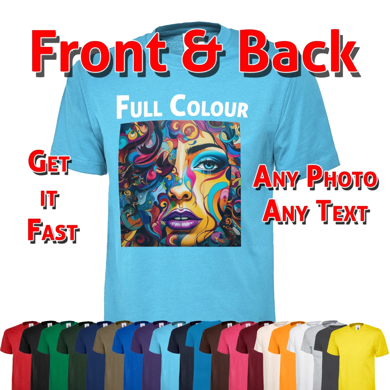 Personalised Black T Shirt Your Image Custom Photo Printed Stag do Hen Party