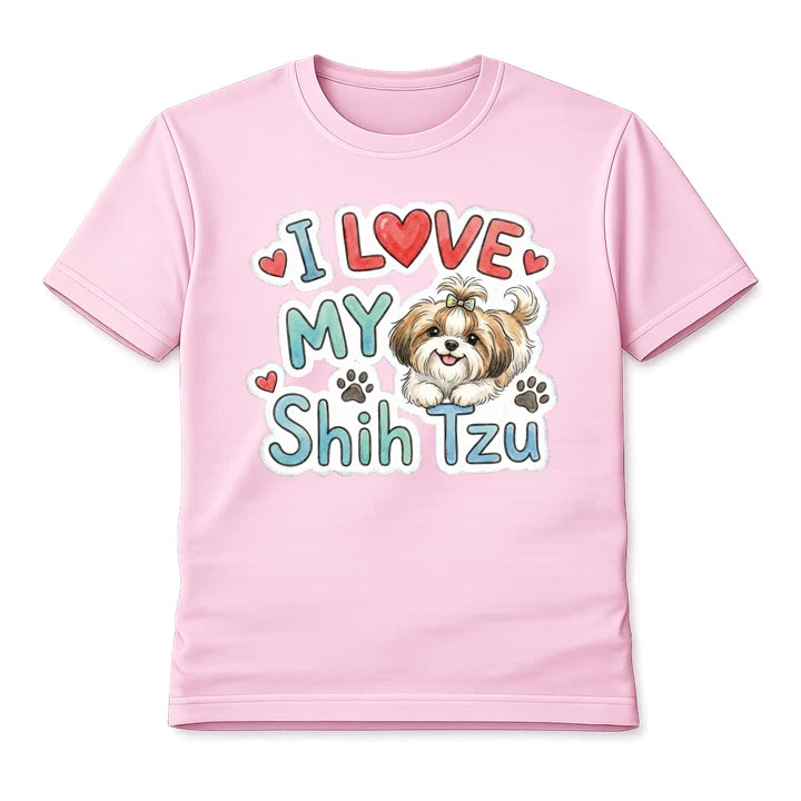 I Love My Shih Tzu Cute Dog Unisex T-Shirt Gift Puppy Lover Graphic Tee