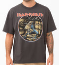IRON MAIDEN Piece Of Mind Tour 83 Oversized Grey Pigment Wash T-SHIRT NEW S-XL