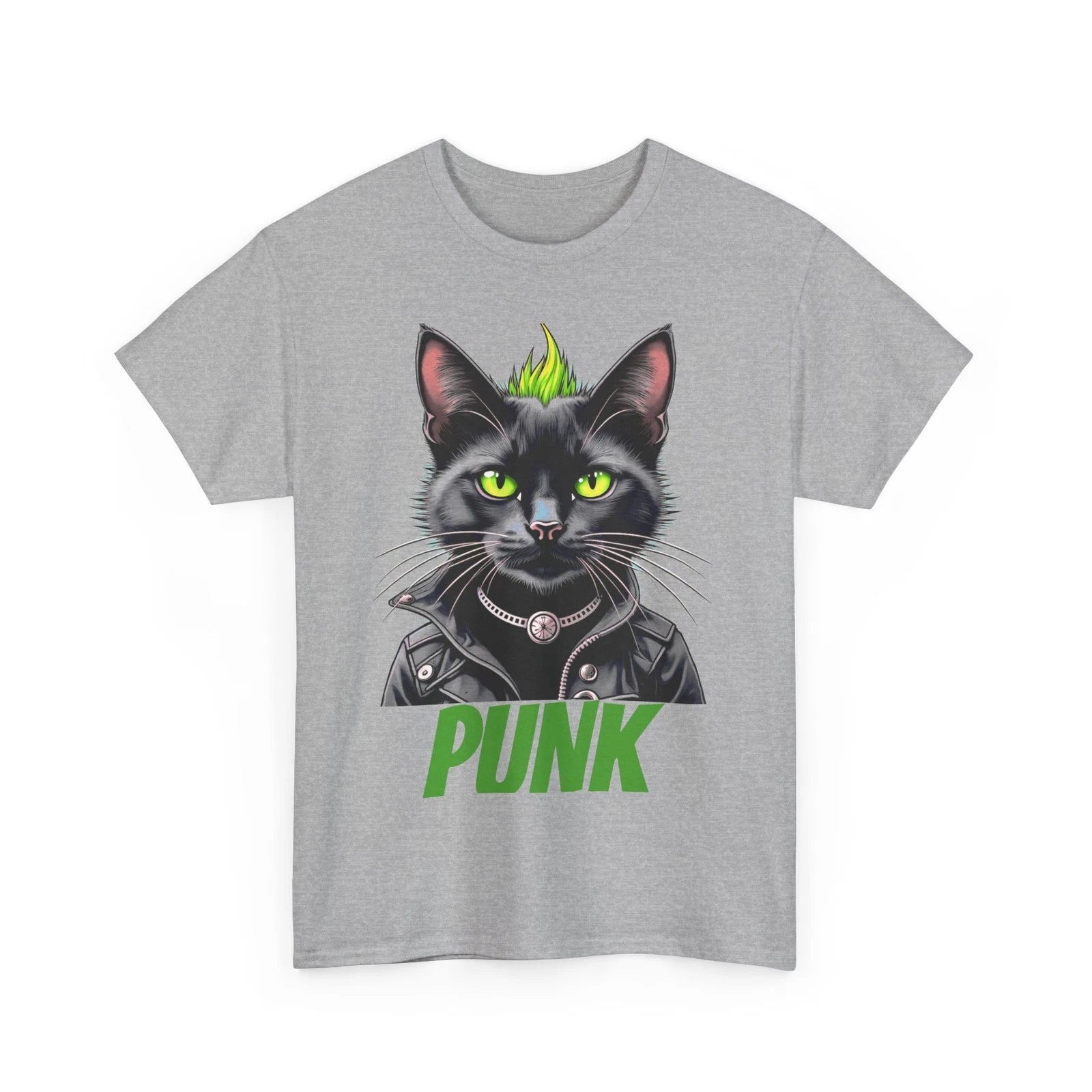 Punk Cat Cotton Tee, Unique Edgy Streetwear for Cat Lovers