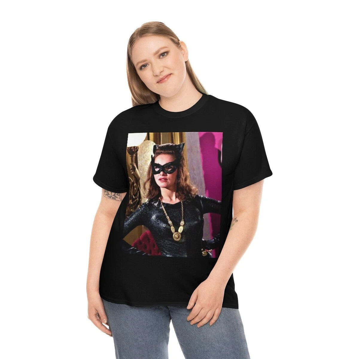Sexy Julie Newmar Catwoman from Bat Man 66  Unisex Heavy Cotton Tee